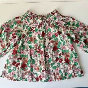 J.Crew Crewcuts Floral Smocked Top w/ Metallic Strip XXS 2-3T